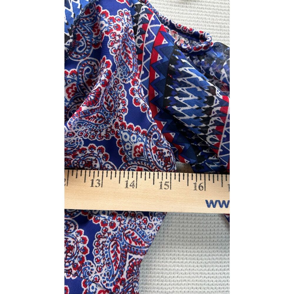 Rabbit Rabbit Rabbit Designs Boho Paisley Cold Shoulder Ruffle Midi Dress Size 8 - Picture 6 of 11